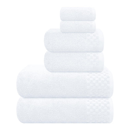 MyOwn Premium Cotton 6 Pack Towel Set for Bathroom, Contains 2 Bath Towels 28x55 inch, 2 Hand Towels 16x24 inch & 2 Wash Coths 12x12 inch, Ideal Everyday use, Compact & Lightweight - Black