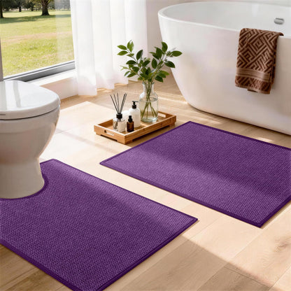 YIHOUSE Gray Bathroom Rugs Sets 3 Piece, Quick Dry Thin Bath Mat with Toilet Rug, Non Slip Absorbent Machine Washable, Bath Runner Rugs for Bathtub Sink Home Decor