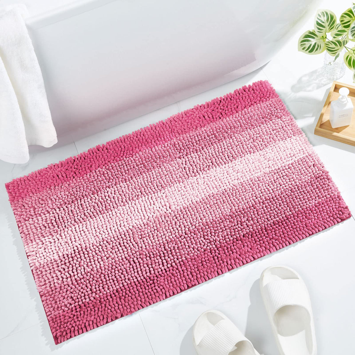 Gibelle Chenille Bathroom Rug Set 2 Piece - Non Slip Bath Mat 16x24, 20x32