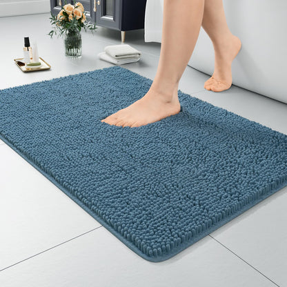 LOCHAS Luxury Bathroom Rug Shaggy Bath Mat 24 x 60 Inch, Gray