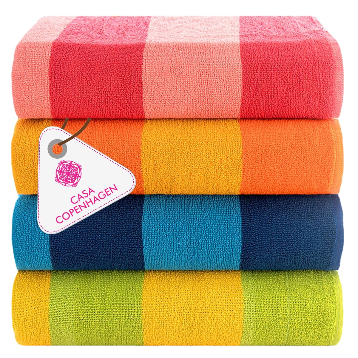 CASA COPENHAGEN Solitaire 6 Pieces Towel Set- Midnight Black, 600 GSM 2 Bath Towel 2 Hand Towel 2 Washcloth, Designed in Denmark Made of Soft Egyptian Cotton for Bathroom, Kitchen & Shower