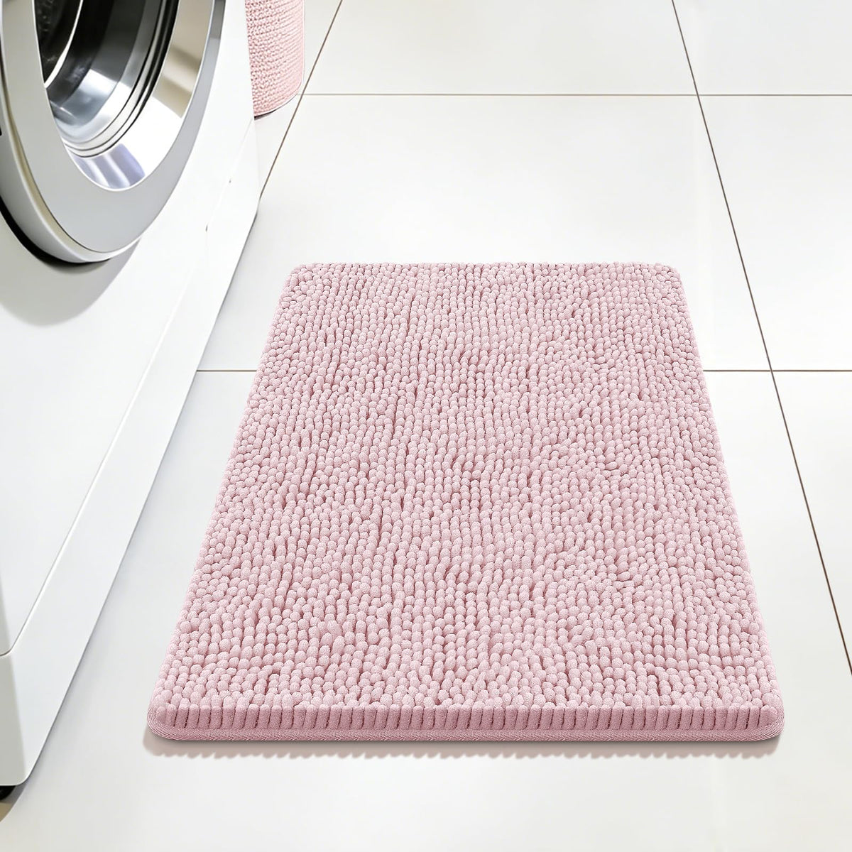 Bcoimo Small Bath Rug Mat,24x17 Chenille High Absorbent Latte Bathroom Mats