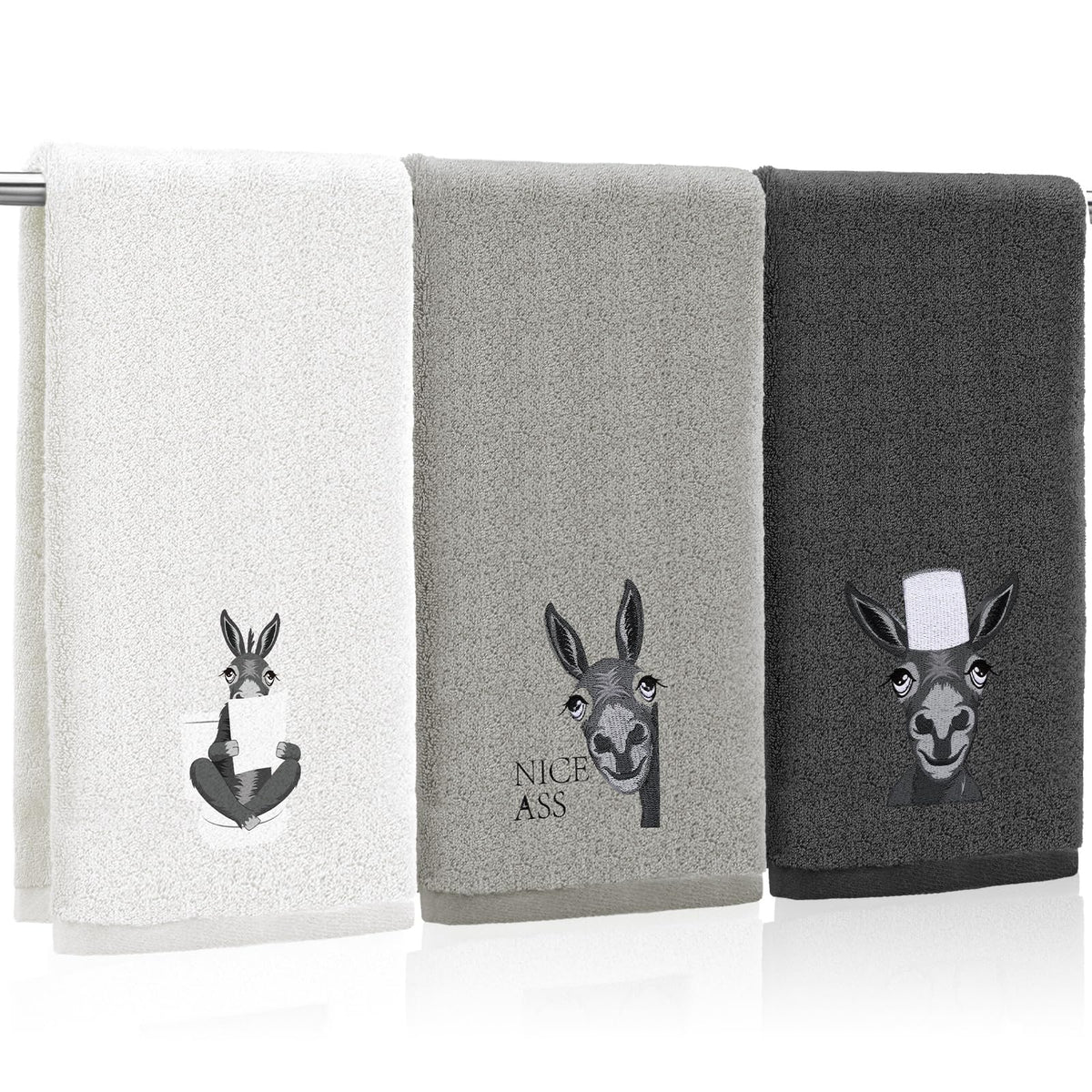 FuWeave 3 Pcs Eucalyptus Leaves Hand Towels for Bathroom Kitchen Decor