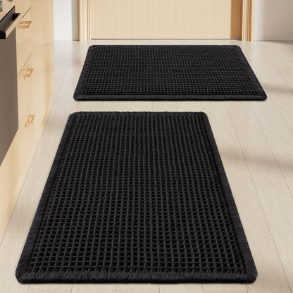 Smiry Waffle Bathroom Rugs Sets 2 Piece (30x20+24x16, Brown)