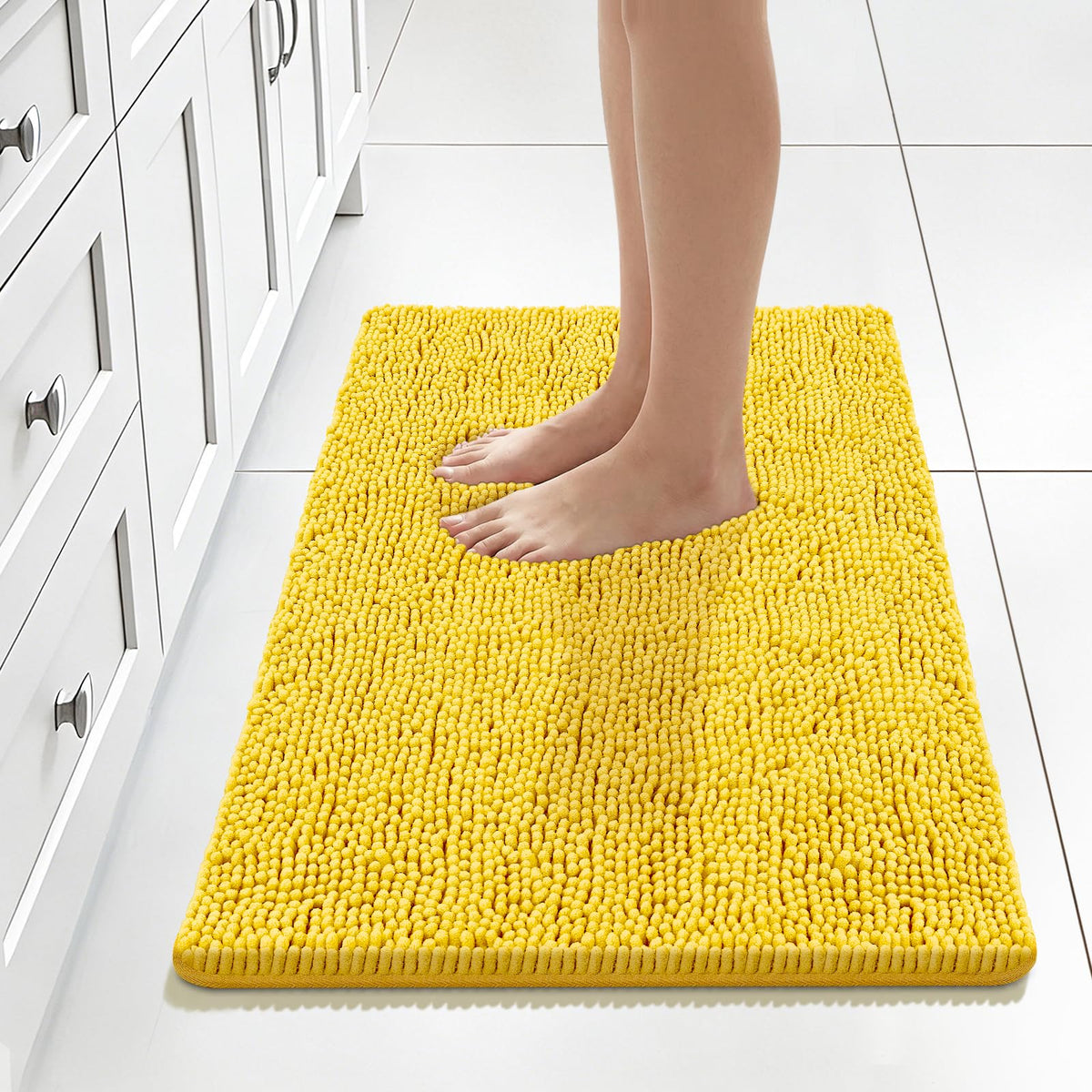Bcoimo Bath Rug Mat,Sage Chenille High Absorbent Long Bathroom Runner Rugs