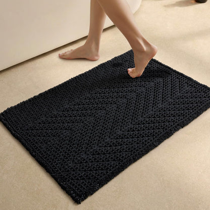 Sunfly Boho Bathroom Rug, Herringbone Waffle Bath Mat Non-Slip Washable Super Absorbent Quick Dry, Farmhouse Bath Mat for Bathroom Floor Decor 20"*30" Khaki