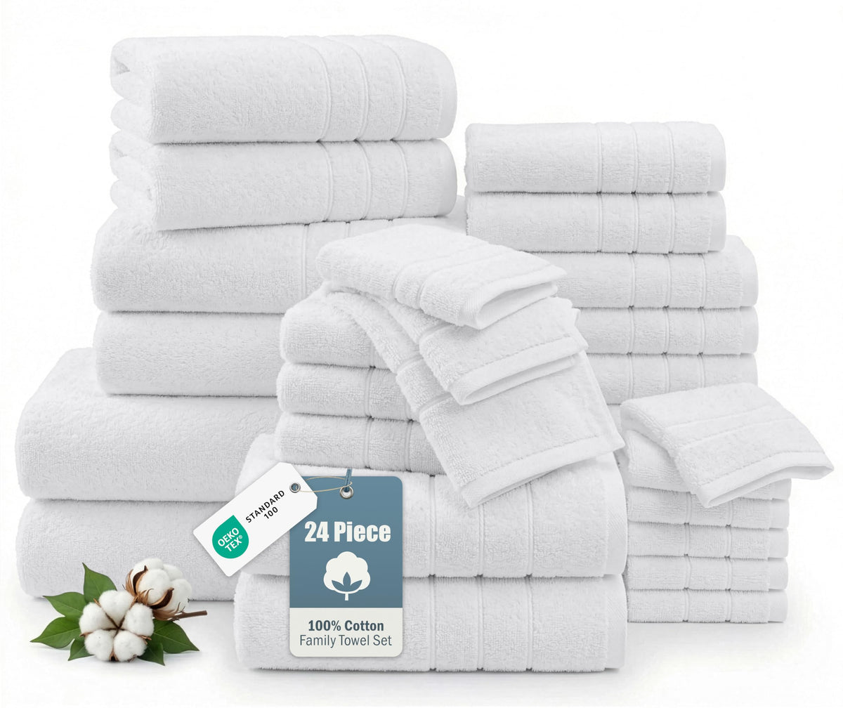 Casa Platino Towel Set Soft Absorbent Quick Dry 100% Cotton - Cool Grey