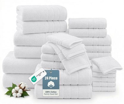 Casa Platino Towel Set Soft Absorbent Quick Dry 100% Cotton - Cool Grey