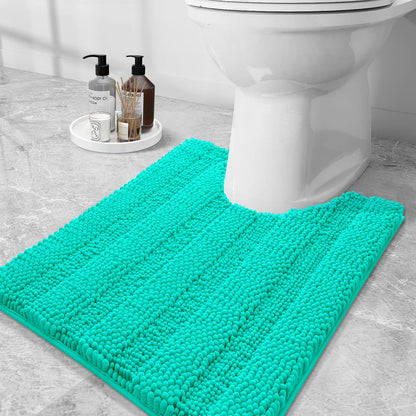 Grandaily Chenille Striped Bathroom Rugs 36x24, Extra Thick and Absorbent Bath Mats, Non-Slip Soft Plush Shaggy Shower Carpet, Machine Wash Dry, Bath Rug for Bathroom, (Large, Light Grey)