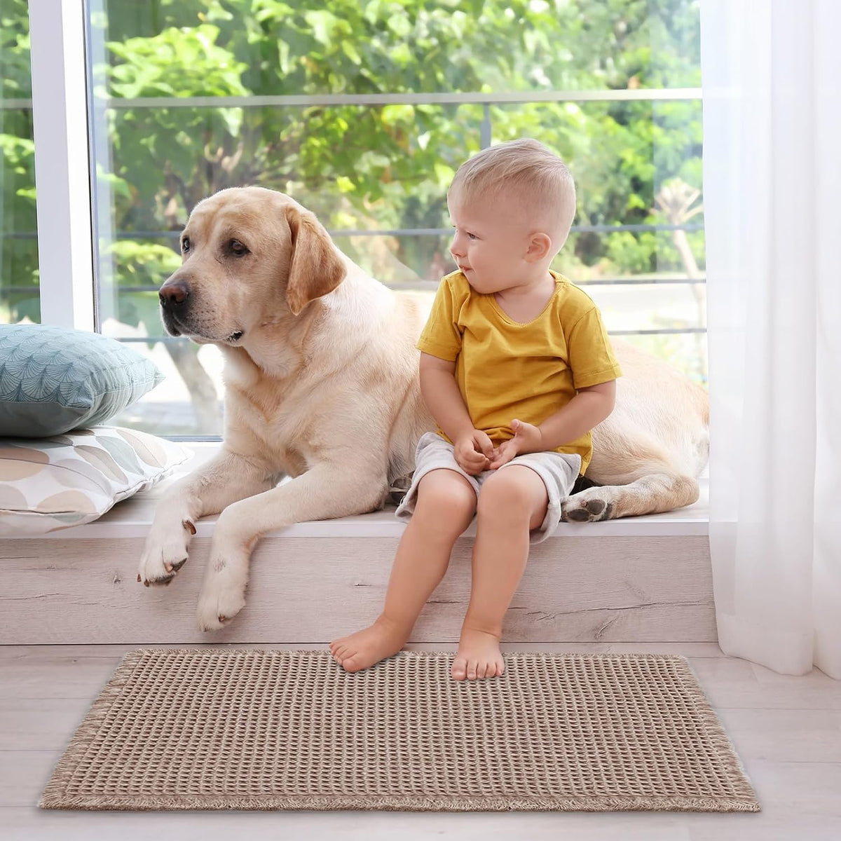 ZALL Tan Waffle Bath Mat,Super Absorbent Non Slip Bathroom Rug,Brown 18x30inch,Machine Washable Ultra Soft Floor Mats