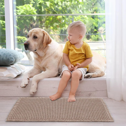 ZALL Tan Waffle Bath Mat,Super Absorbent Non Slip Bathroom Rug,Brown 18x30inch,Machine Washable Ultra Soft Floor Mats