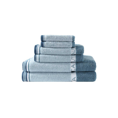 Nautica - Cotton Bath Towel Set with Hand Towels & Washcloths, 6-Piece Set