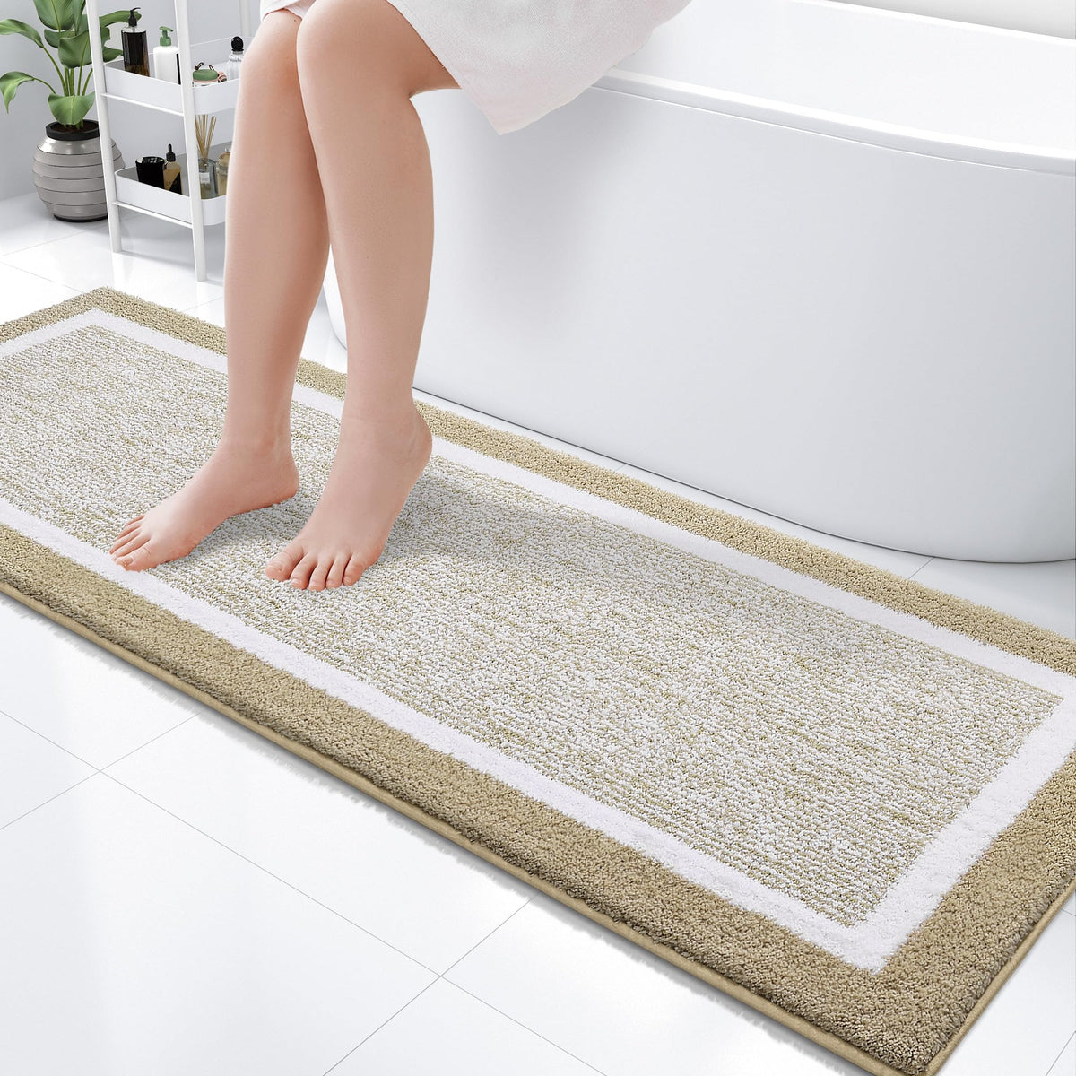 OLANLY Small Bathroom Rugs 24x16, Soft Absorbent Microfiber Bath Rugs, Grey
