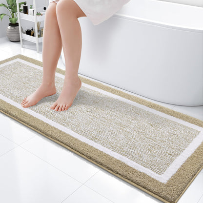 OLANLY Small Bathroom Rugs 24x16, Soft Absorbent Microfiber Bath Rugs, Grey