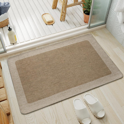 YDKGL Half Circle Bath Mat, Non Slip Thin Bathroom Rugs, Brown 16x24