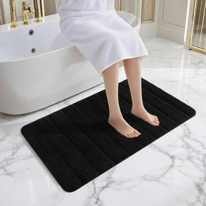 AROGAN Luxury Long Bathroom Runner Rugs 24x60 Inch Bath Rug Non Slip, Black