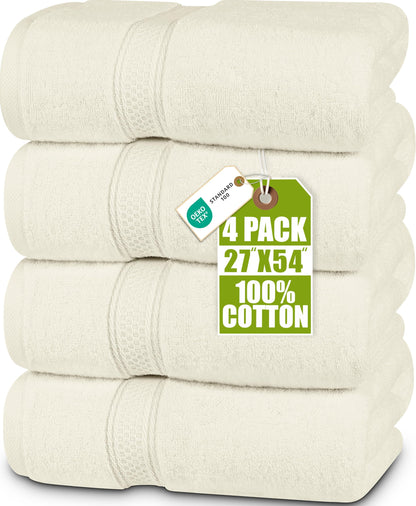 Utopia Towels 4 Pack Premium Bath Towels, 27x54 in, 600 GSM Cotton Grey