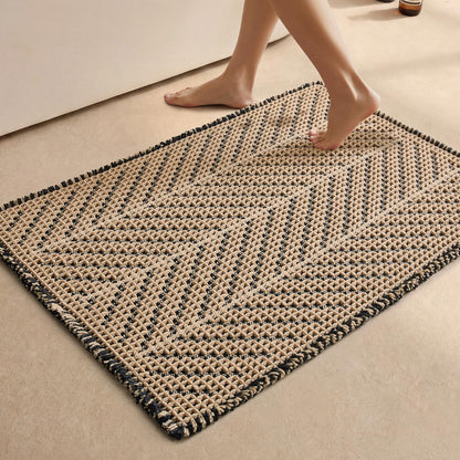 Sunfly Boho Bathroom Rug, Herringbone Waffle Bath Mat Non-Slip Washable Super Absorbent Quick Dry, Farmhouse Bath Mat for Bathroom Floor Decor 20"*30" Khaki