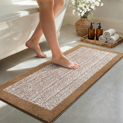 Long 2x4 Ft (48''x24'') Bathroom Rugs, Non Slip Washable Bath Mat Grey