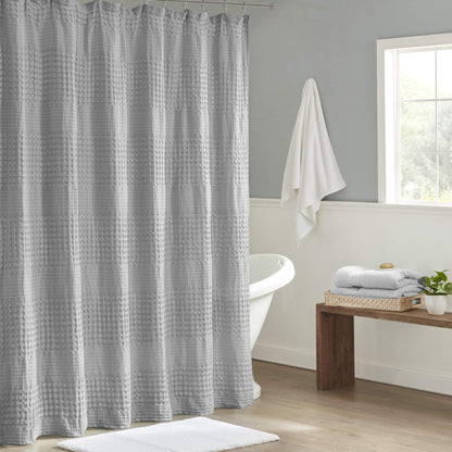 Madison Park Arlo Shower Curtain for Bathroom, 72 x 72, White