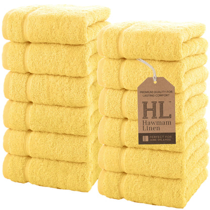 Hawmam Linen Cream 6 Piece Bath Towels Set for Bathroom Original Turkish Cotton Soft, Absorbent and Premium 2 Bath Towels, 2 Hand Towels, 2 Washcloths (Sea Salt)