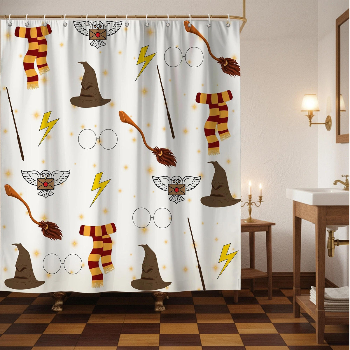 Black Goth Witchy Skull Shower Curtain Gothic Home Gift 72x72 Inches