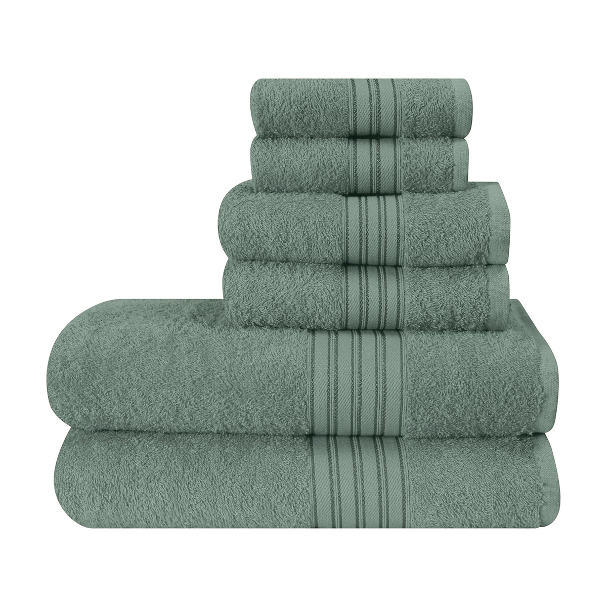 BOUTIQUO 6 Pack Cotton Towel Set, Contains 2 Bath Towels 28x55 inch, 2 Hand Towels 16x24 inch & 2 Wash Coths 12x12 inch, Ideal Everyday use, Ultra Soft Compact & Lightweight - Purple