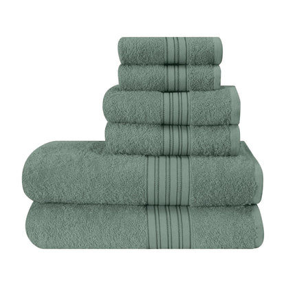 BOUTIQUO 6 Pack Cotton Towel Set, Contains 2 Bath Towels 28x55 inch, 2 Hand Towels 16x24 inch & 2 Wash Coths 12x12 inch, Ideal Everyday use, Ultra Soft Compact & Lightweight - Purple
