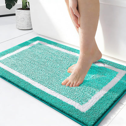 OLANLY Small Bathroom Rugs 24x16, Soft Absorbent Microfiber Bath Rugs, Grey