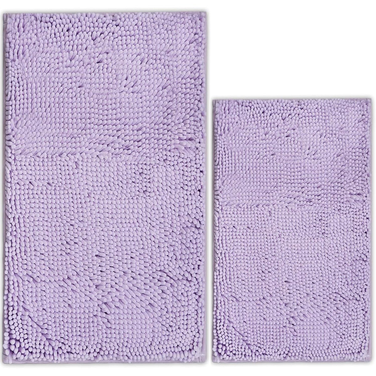 Bathroom Rugs Chenille Bath mat 2 Piece Set, Super Absorbent, Strong PVC Non Slip Backing, Bath mats for Bathroom, Plush Shaggy, Thick, Machine Washable, Bathtub, Toilet.(Light Grey)