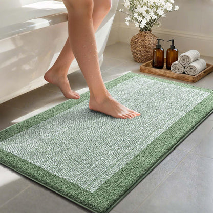 Long 2x4 Ft (48''x24'') Bathroom Rugs, Non Slip Washable Bath Mat Grey