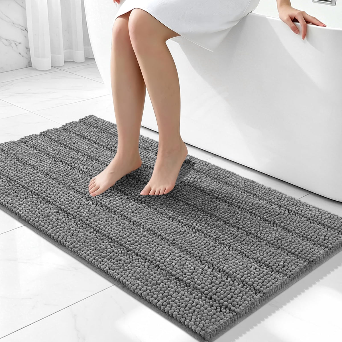 Bcoimo Bath Rug Mat,48x24 High Absorbent Latte Long Bathroom Runner Rugs