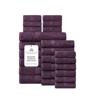 Villa Celestia 100% Cotton Bath Towel Set of 18-4 Bath Towels, 6 Hand Towels, 8 Wash Cloths, Sustainable, Soft, Highly Absorbent, Combed Cotton 18 Piece Set for Hotels, Spa, Bathroom, Dorm, Blue