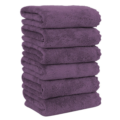 MOONQUEEN 6 Pack Premium Hand Towels - Quick Drying - Microfiber Coral Velvet Highly Absorbent Towels - Multipurpose Use as Hotel, Bathroom, Shower, Spa, Hand Towel 16 x 28 inches (Brown)