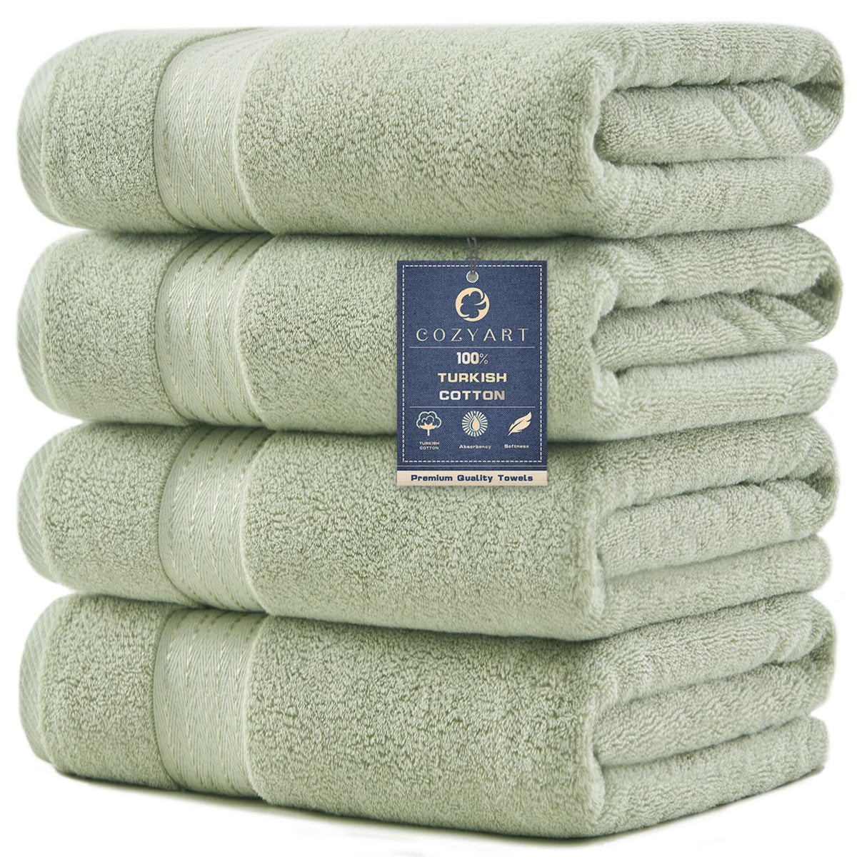 COZYART Luxury Bath Towels 4 PCS, 27x54 650 GSM Turkish Cotton Burnt Orange