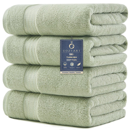COZYART Luxury Bath Towels 4 PCS, 27x54 650 GSM Turkish Cotton Burnt Orange