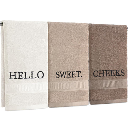 FuWeave 3 Pcs Black and White Hand Towels for Bathroom Home Love Family