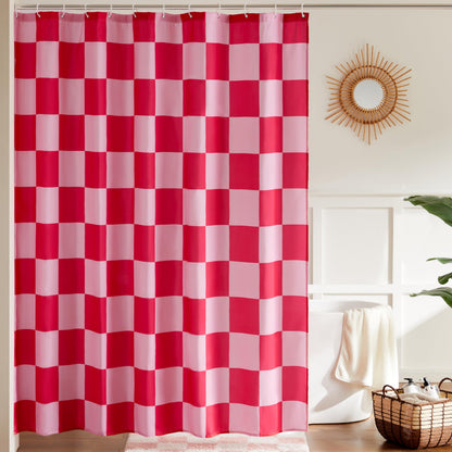 Ohocut Checkered Shower Curtain, Light Blue Shower Curtains for Bathroom, Cute Retro Checkboard Shower Curtain Vintage Aesthetic, Washable Fabric Bath Curtain 72''x72''