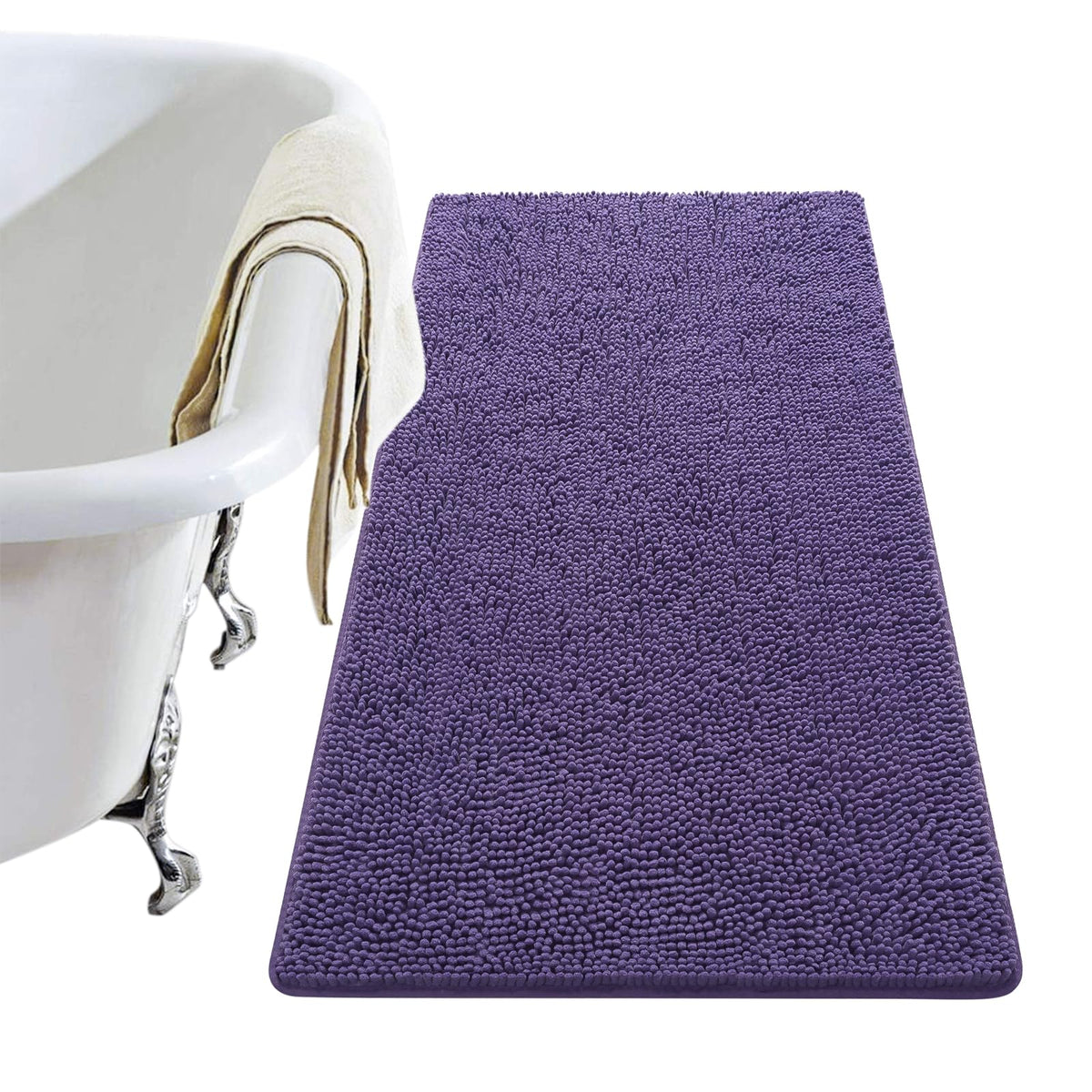 LOCHAS Luxury Bathroom Rug Shaggy Bath Mat 24 x 60 Inch, Gray