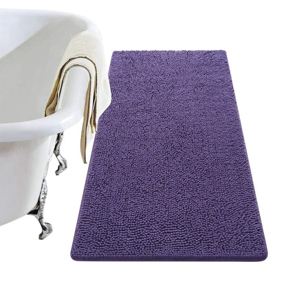 LOCHAS Luxury Bathroom Rug Shaggy Bath Mat 24 x 60 Inch, Gray