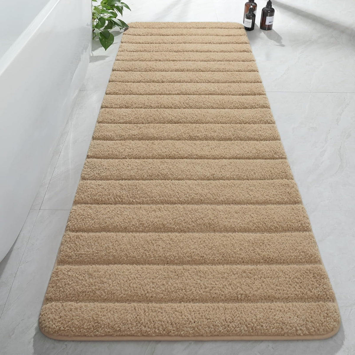 AROGAN Luxury Long Bathroom Runner Rugs 24x60 Inch Bath Rug Non Slip, Black