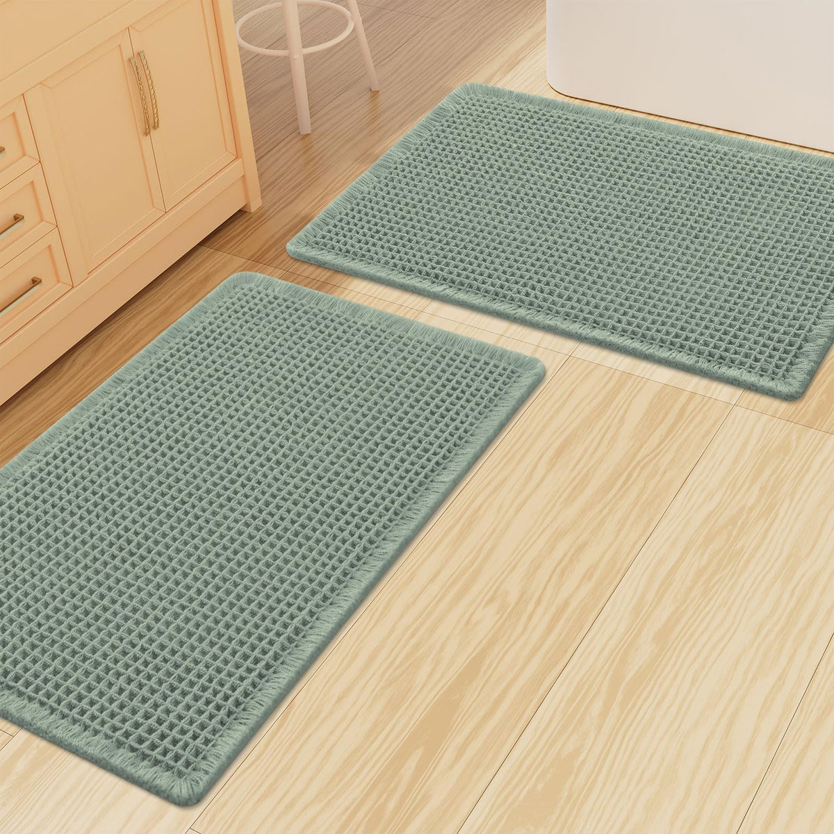 Smiry Waffle Bathroom Rugs Sets 2 Piece (30x20+24x16, Brown)