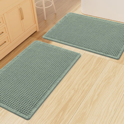 Smiry Waffle Bathroom Rugs Sets 2 Piece (30x20+24x16, Brown)