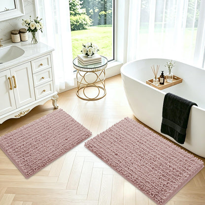 ACCUMTEK Upgrade Extra Large Black Bathroom Rug Set 3 Pieces Ultra Soft, Thick Absorbent Bath Mats, Non Slip Chenille Toilet Mat for Bathroom, Bedroom, Kitchen