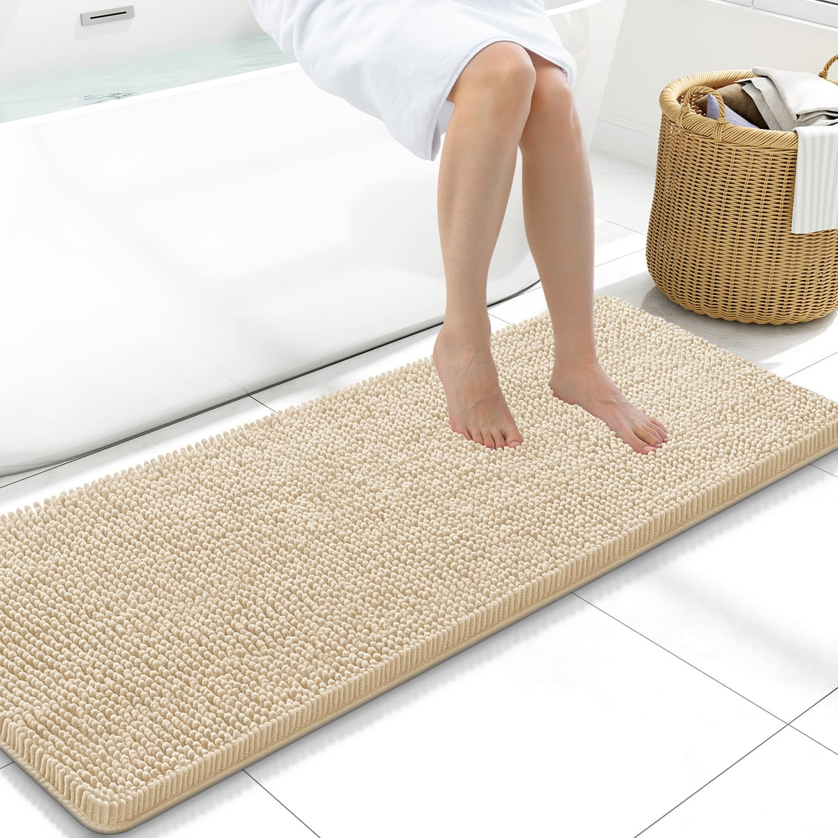 Arotive Bathroom Rugs 24x16, Soft Absorbent Shaggy Chenille Bath Rugs
