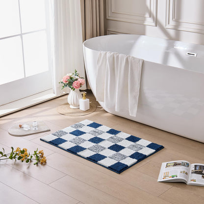 CozeCube Navy Blue Bath Mat 24"x16" Non Slip Washable Rug