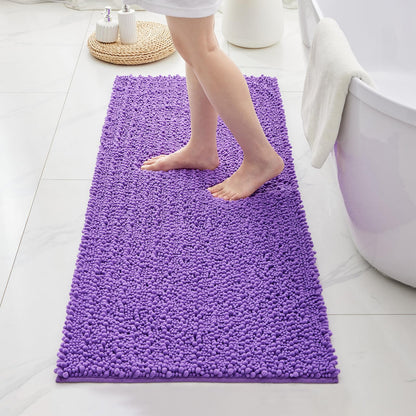 ILANGO Bathroom Rugs Light Grey 44x24, Soft Absorbent Chenille Bath Rugs