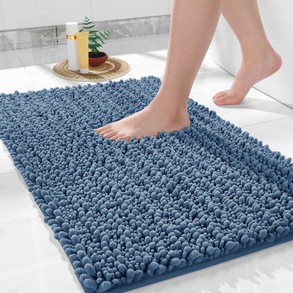 Yimobra Bathroom Rugs Non Slip Washable 32x20 Inch - Ultra Soft Absorbent Chenille Bath Mat, Quick Dry Shaggy Floor Carpet for Tub Shower, Gray Home Decor Accessories