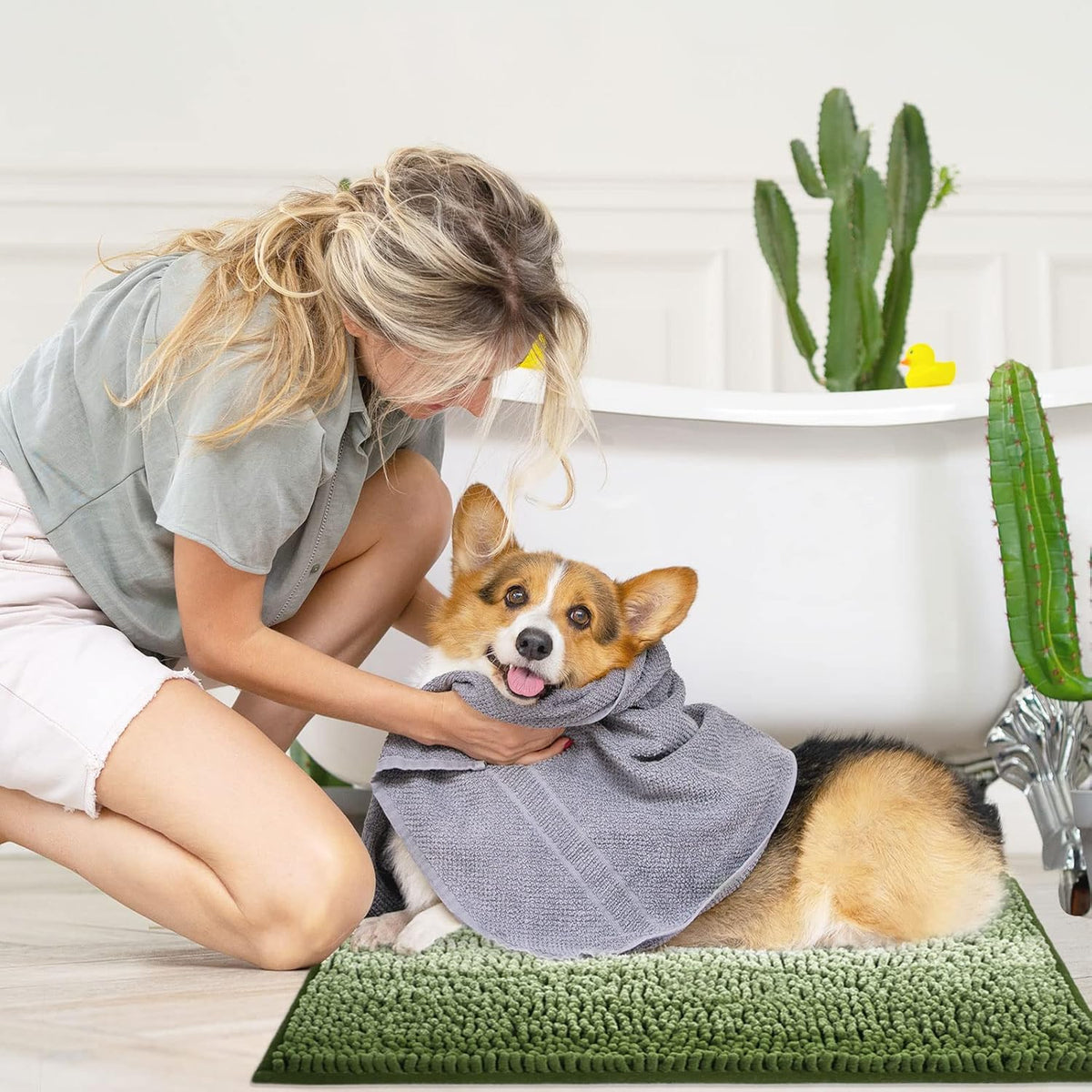 Gibelle Chenille Bathroom Rug Set 2 Piece - Non Slip Bath Mat 16x24, 20x32