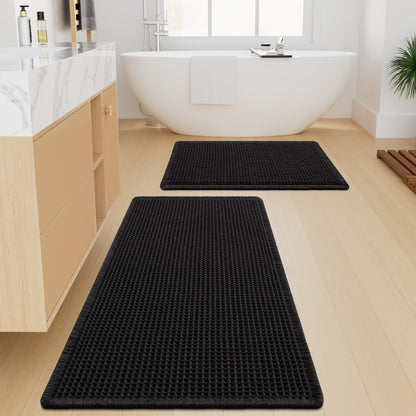 Smiry Waffle Bathroom Rugs Sets 2 Piece (30x20+24x16, Brown)